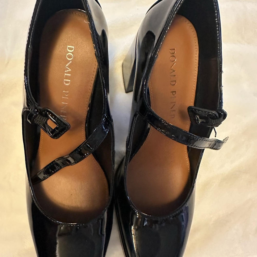 Donald J. Pliner Black Patent Mary Jane Pumps with Ankle Strap - Picture 3 of 5